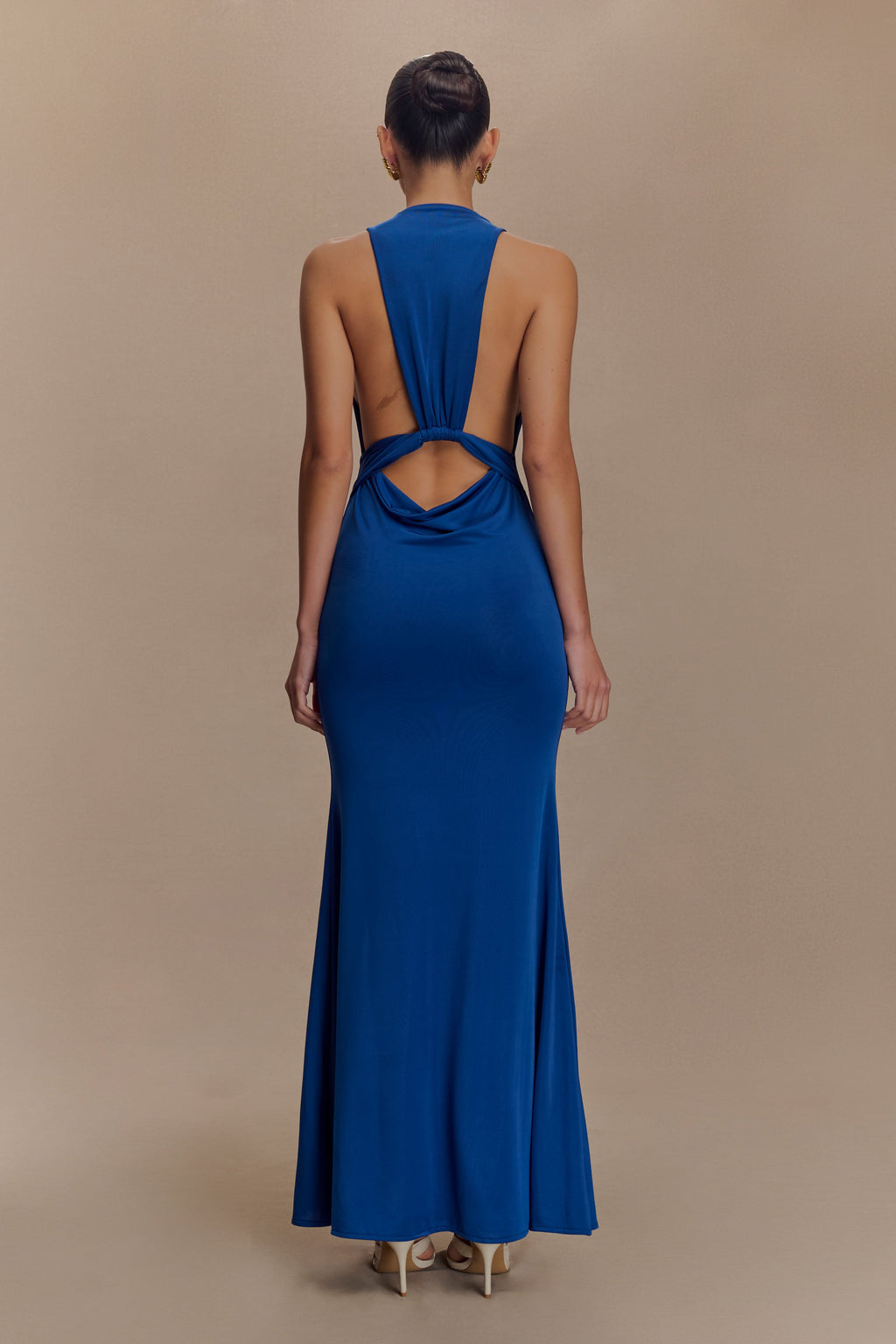 Elke Slinky V Neck Maxi Dress in Cobalt – Chic&Drifts