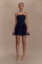Cheyenne Scallop Denim Mini Dress in Indigo Blue – Chic&Drifts