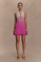 Malakhai Chiffon Halter Mini Dress in Ombre Pink – Chic&Drifts
