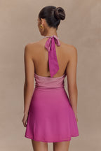 Malakhai Chiffon Halter Mini Dress in Ombre Pink – Chic&Drifts