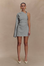 Dorian Twist Shoulder Mini Dress in Charcoal Marle – Chic&Drifts