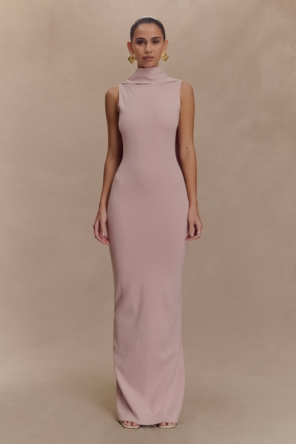 Darby Knit Scarf Maxi Dress in Pale Pink – Chic&Drifts