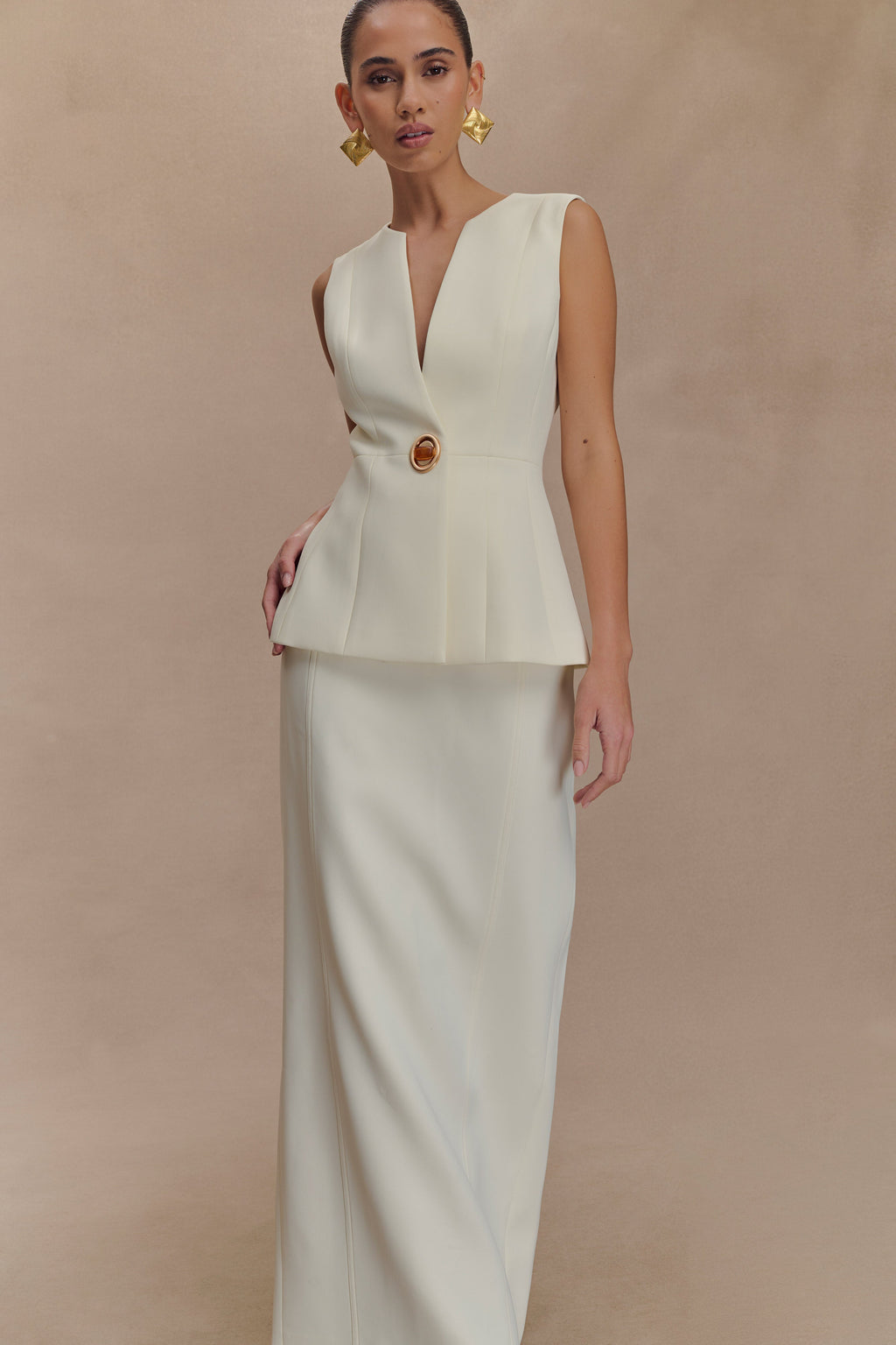 Angelie Suiting Maxi Skirt in Ivory – Chic&Drifts