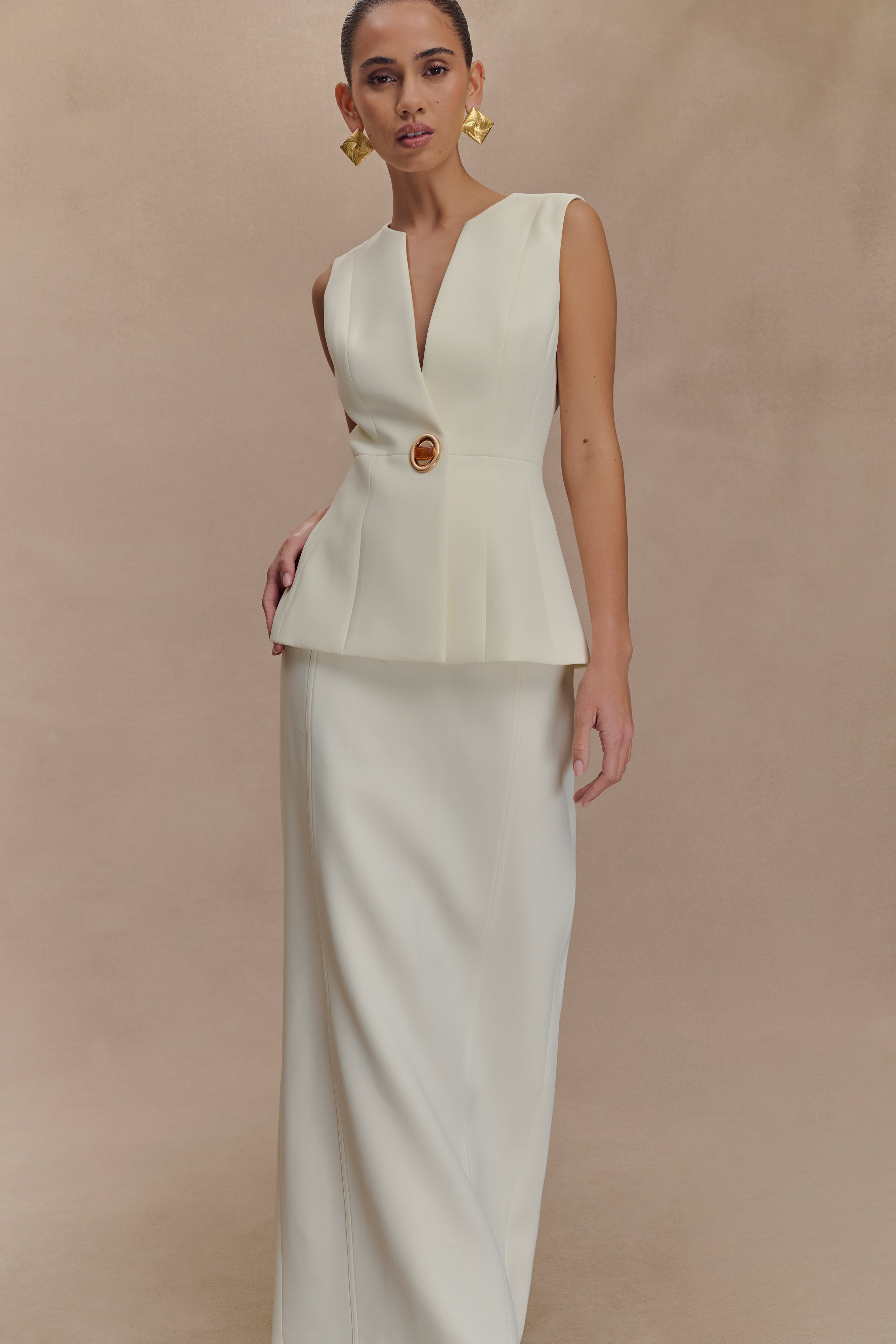 Angelie Suiting Maxi Skirt in Ivory – Chic&Drifts