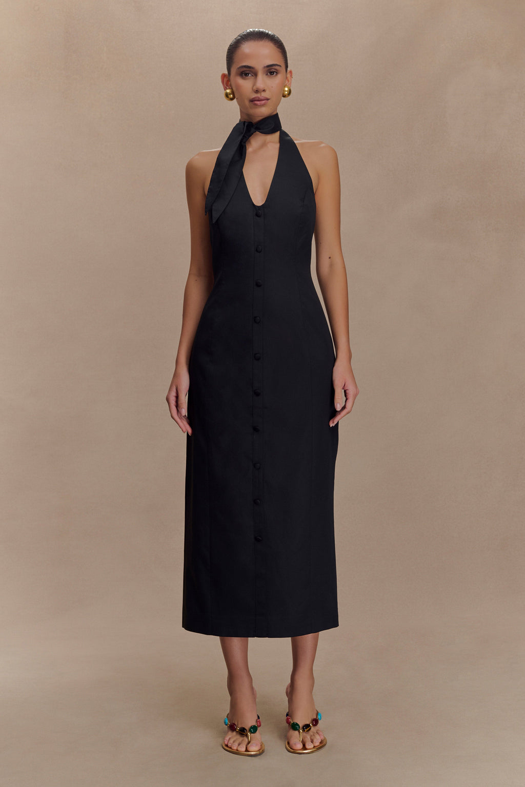 Simona Halter Neck Midi Dress