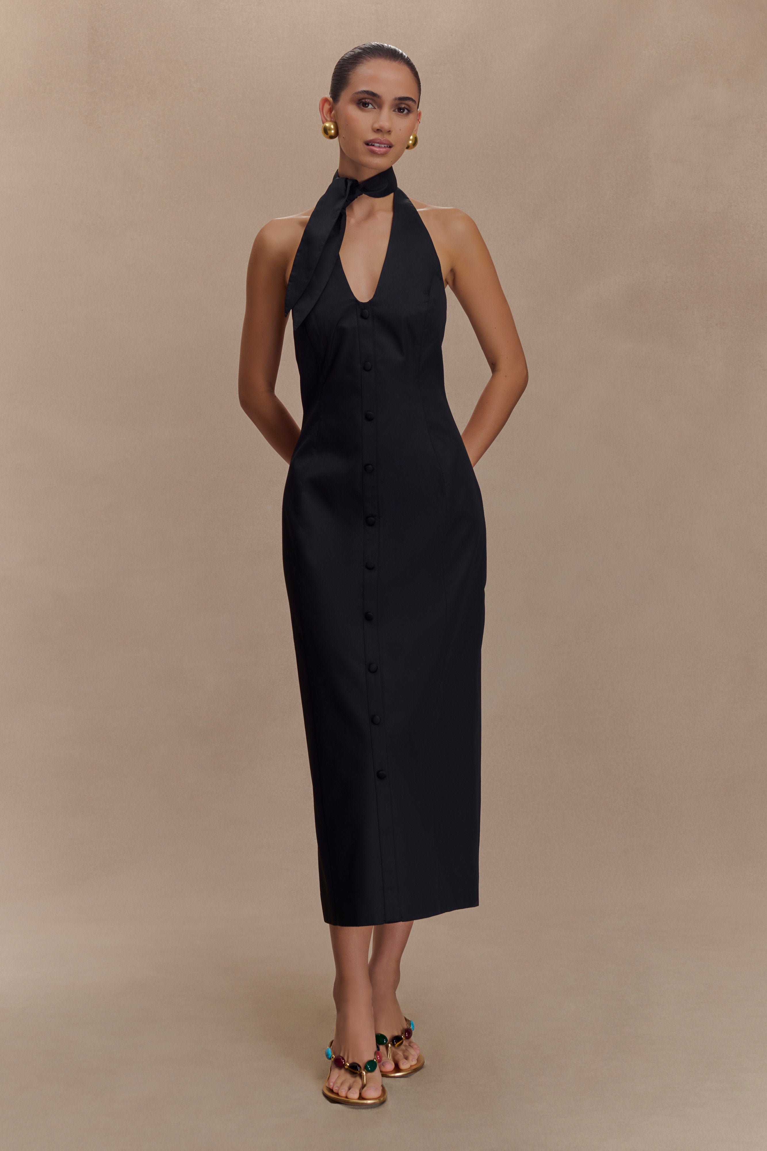 Simona Halter Neck Midi Dress