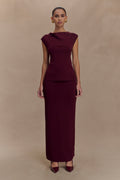 Francisca Mid Rise Knit Maxi Skirt in Merlot – Chic&Drifts