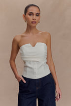 Zillah Strapless Cotton Top in White – Chic&Drifts