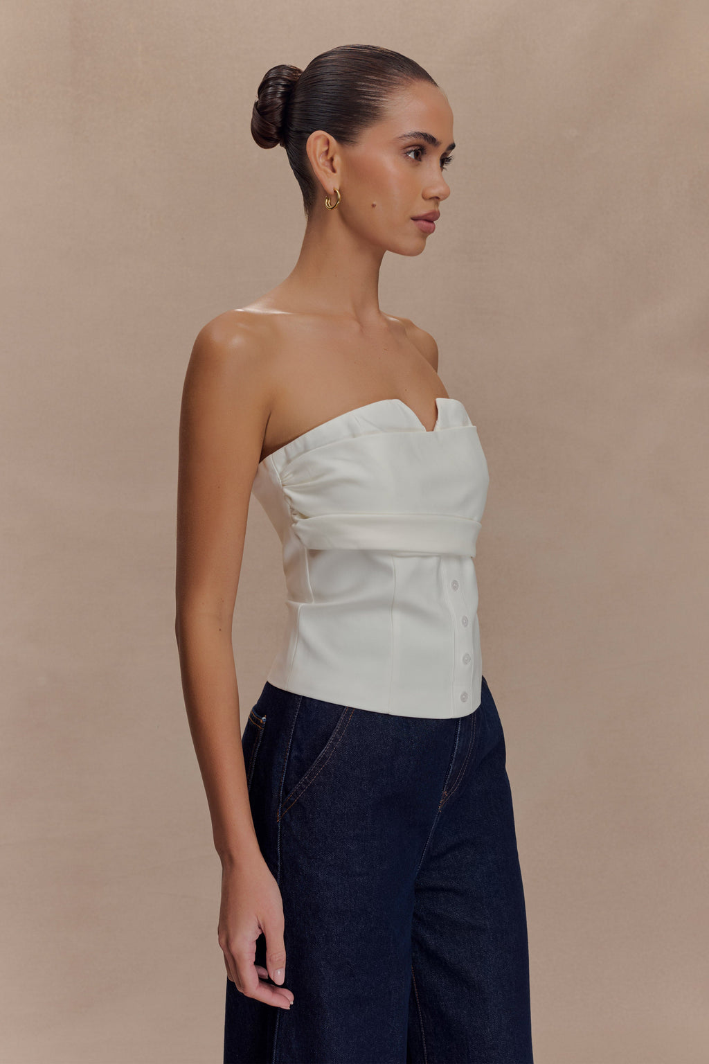 Zillah Strapless Cotton Top in White – Chic&Drifts