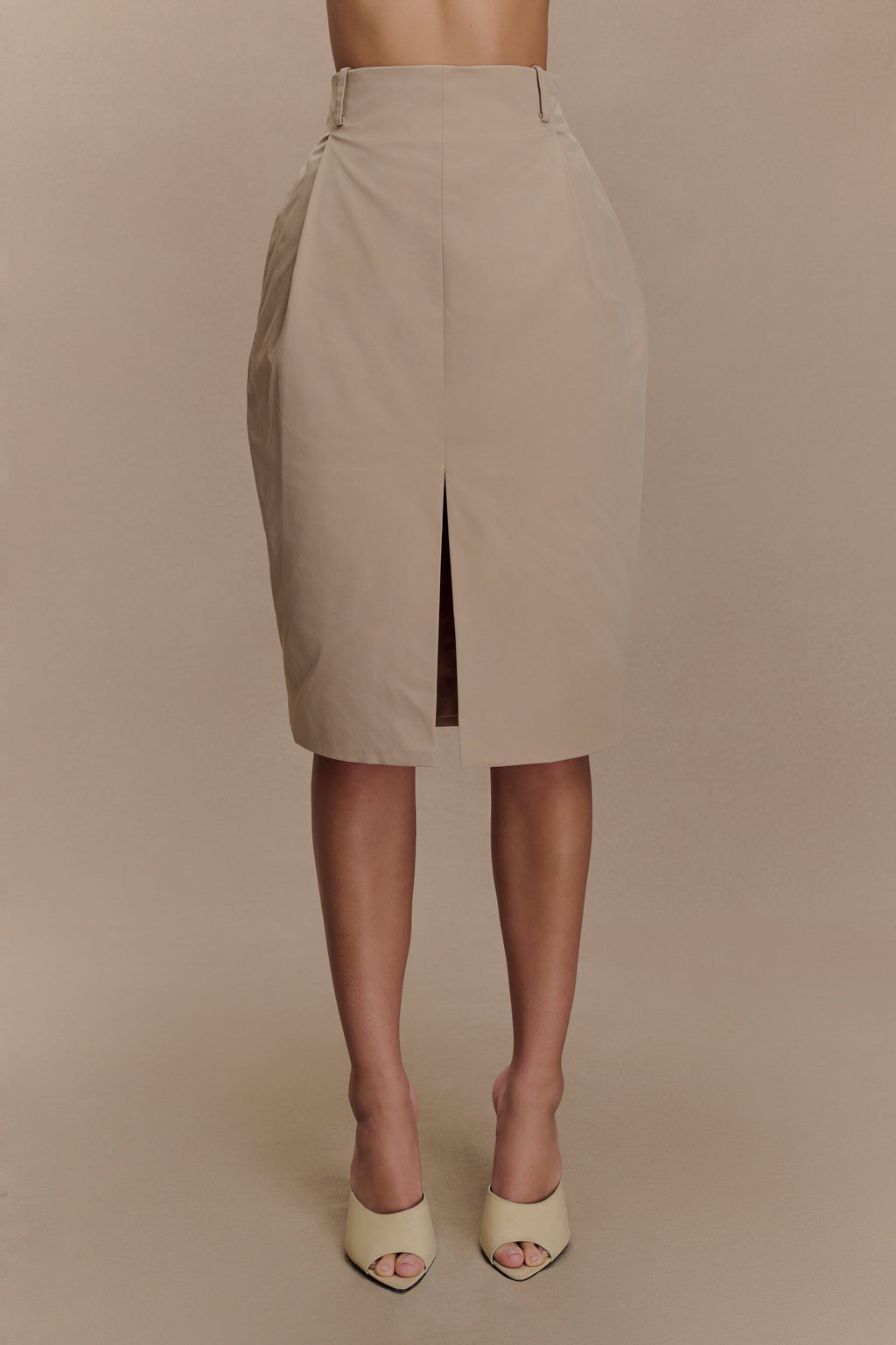 Vera Twill Split Front Midi Skirt in Camel – Chic&Drifts