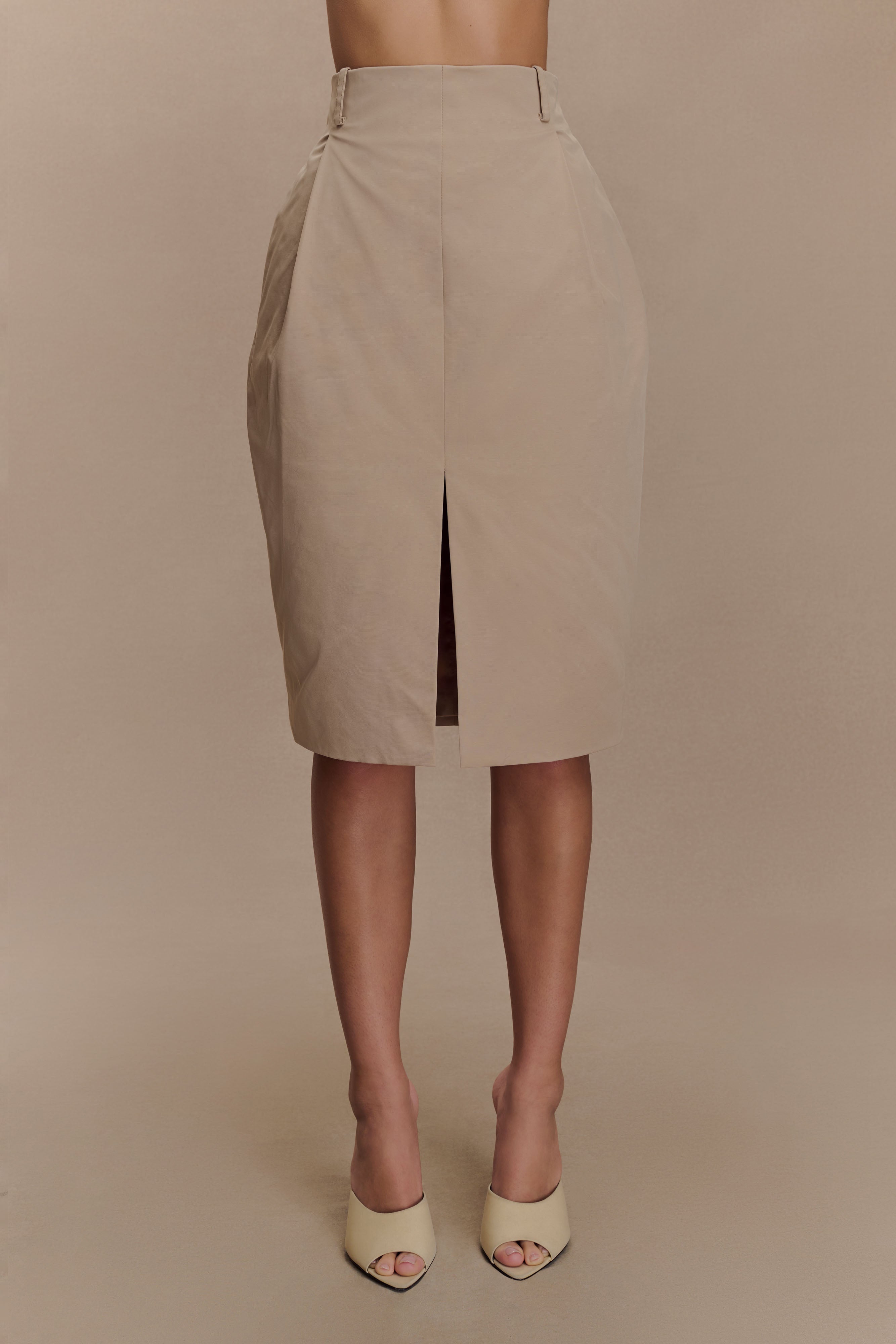 Vera Twill Split Front Midi Skirt in Camel – Chic&Drifts