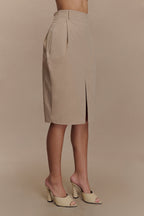 Vera Twill Split Front Midi Skirt in Camel – Chic&Drifts
