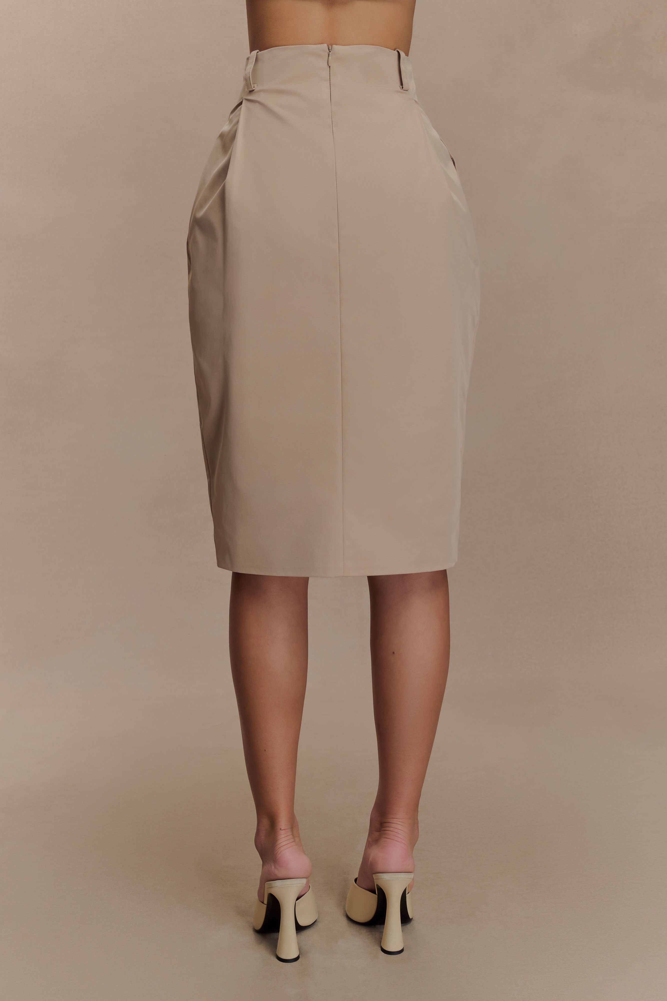 Vera Twill Split Front Midi Skirt in Camel – Chic&Drifts