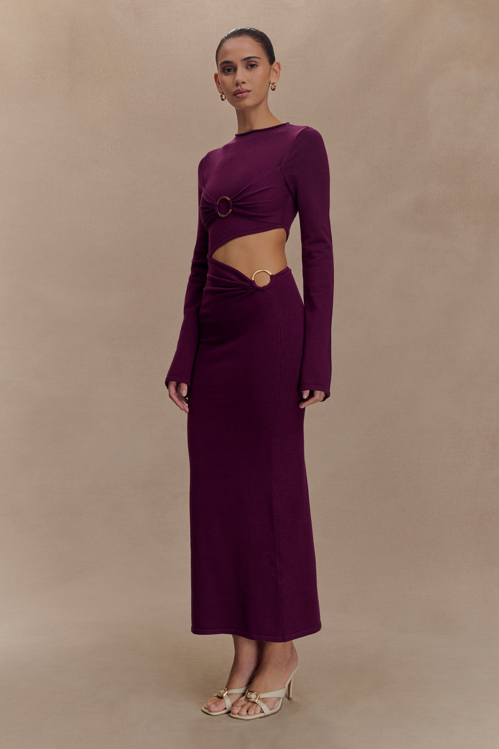 Azariah Long Sleeve Knit Midi Dress in Plum – Chic&Drifts