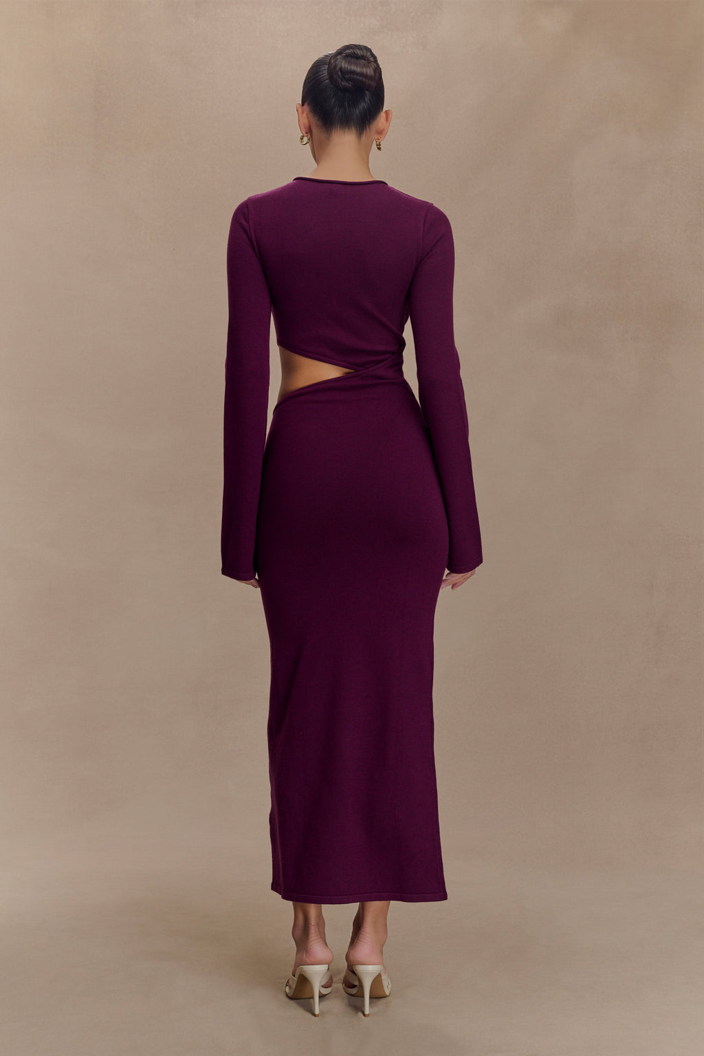 Azariah Long Sleeve Knit Midi Dress in Plum – Chic&Drifts