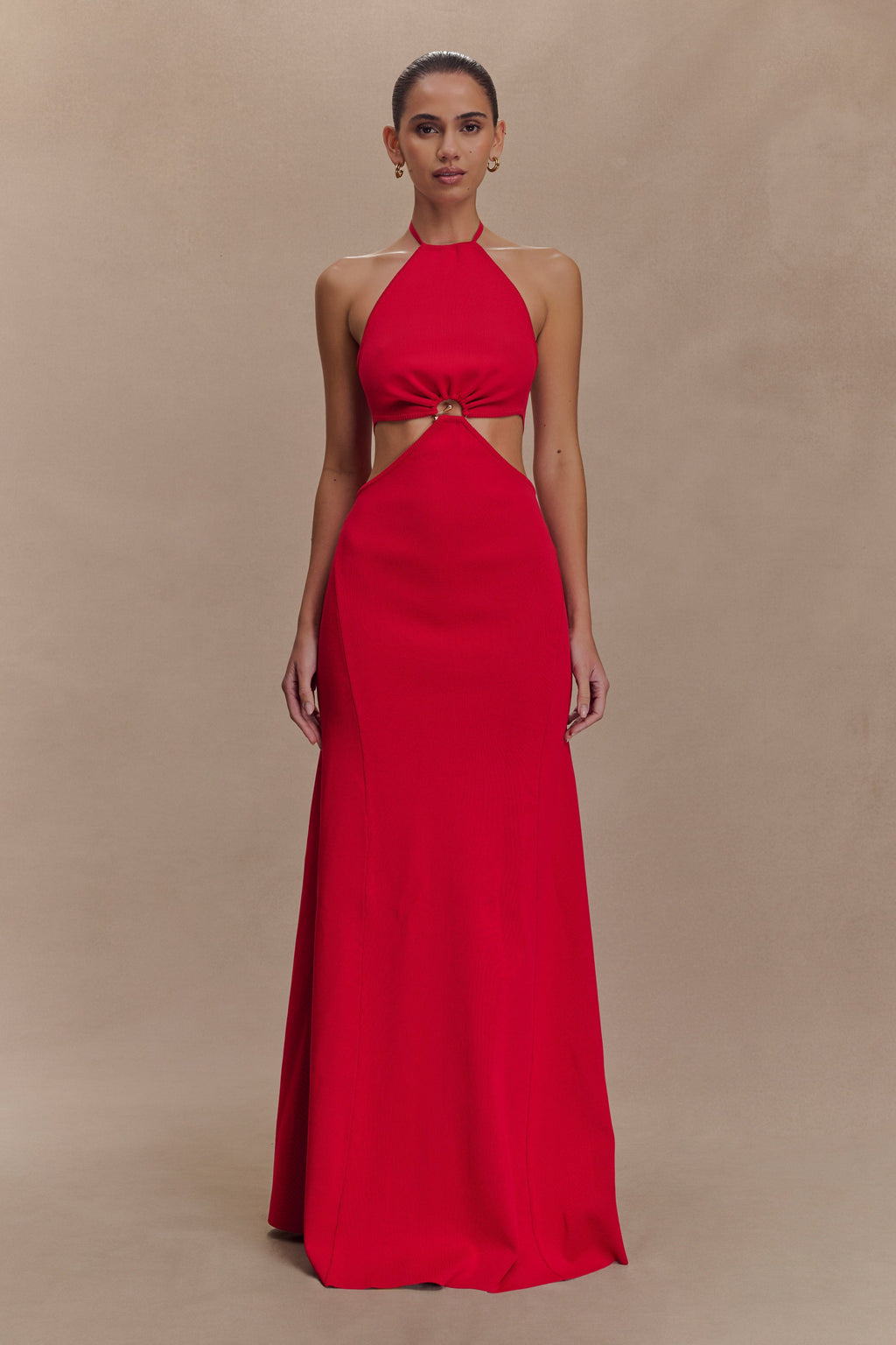 Marlowe Halter Knit Maxi Dress in Red – Chic&Drifts