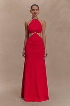 Marlowe Halter Knit Maxi Dress in Red – Chic&Drifts