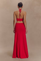 Marlowe Halter Knit Maxi Dress in Red – Chic&Drifts