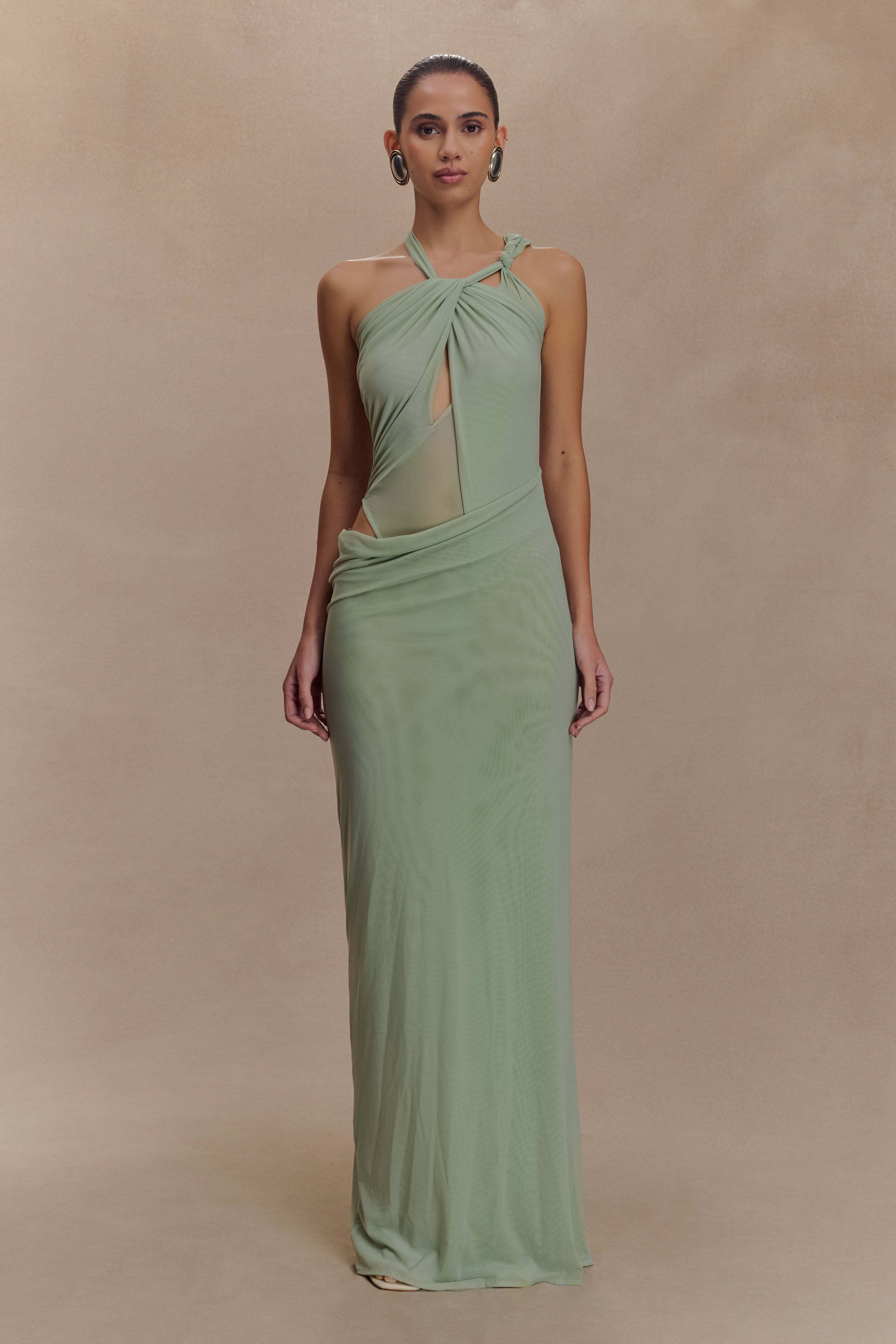 Edwina Knotted Mesh Maxi Dress