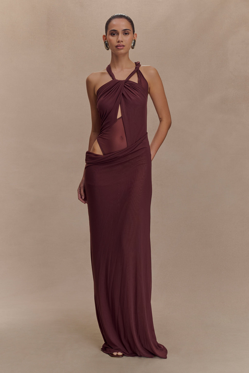 Edwina Knotted Mesh Maxi Dress