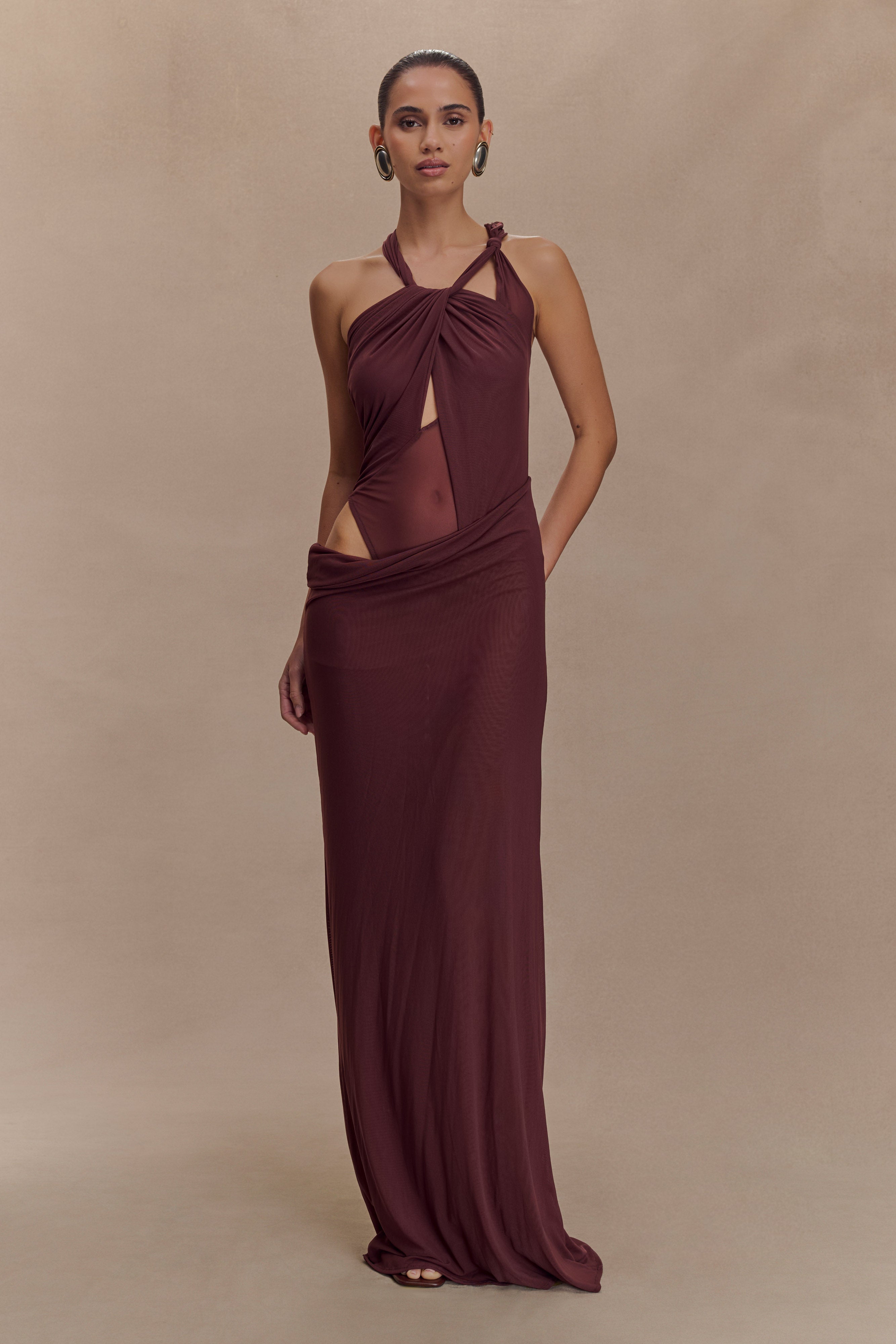 Edwina Knotted Mesh Maxi Dress