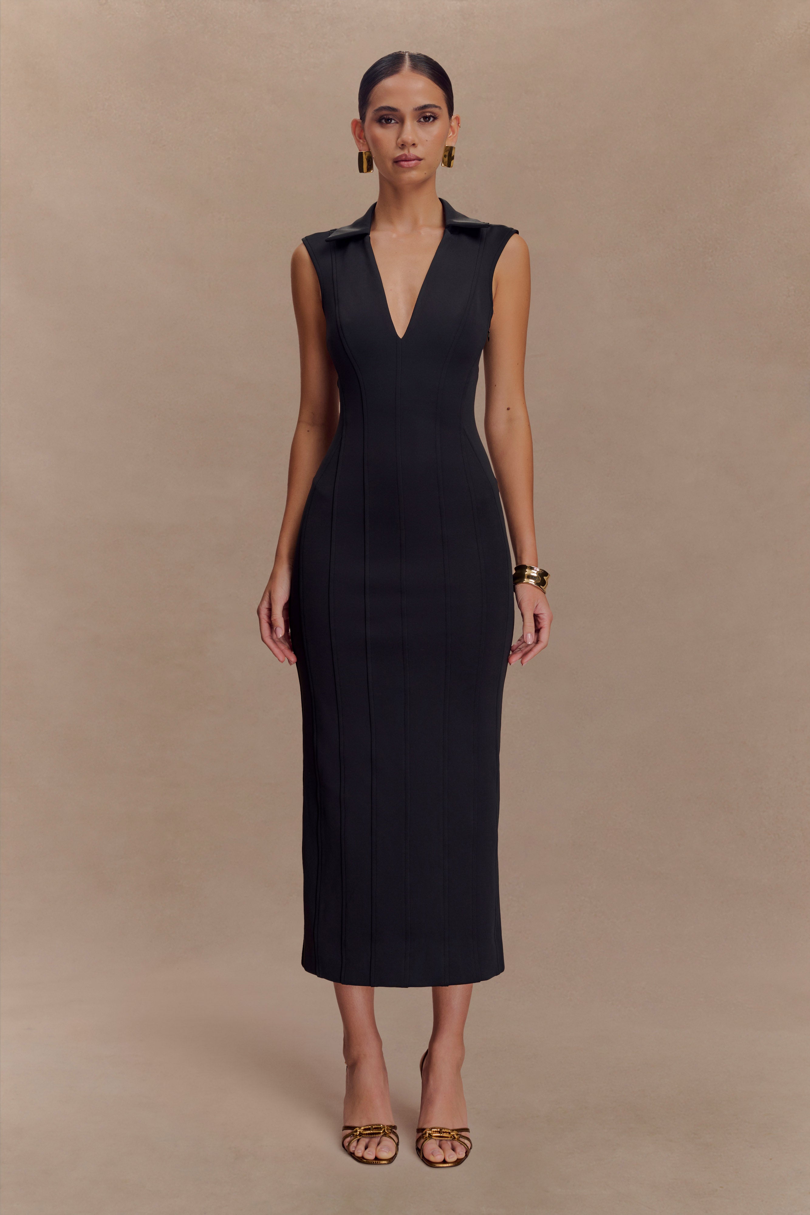 Keagan Sleeveless Midi Dress in Black – Chic&Drifts