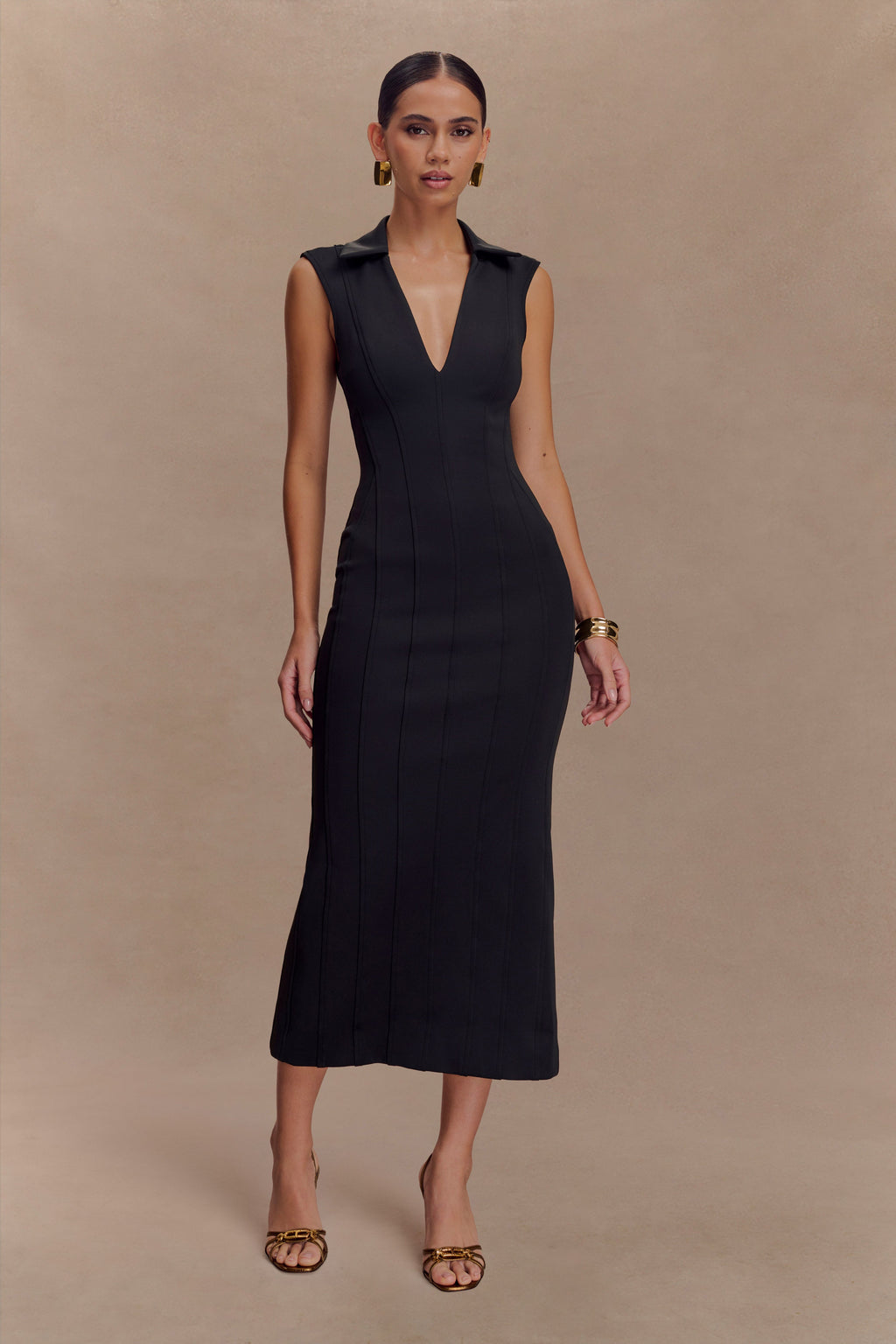 Keagan Sleeveless Midi Dress in Black – Chic&Drifts