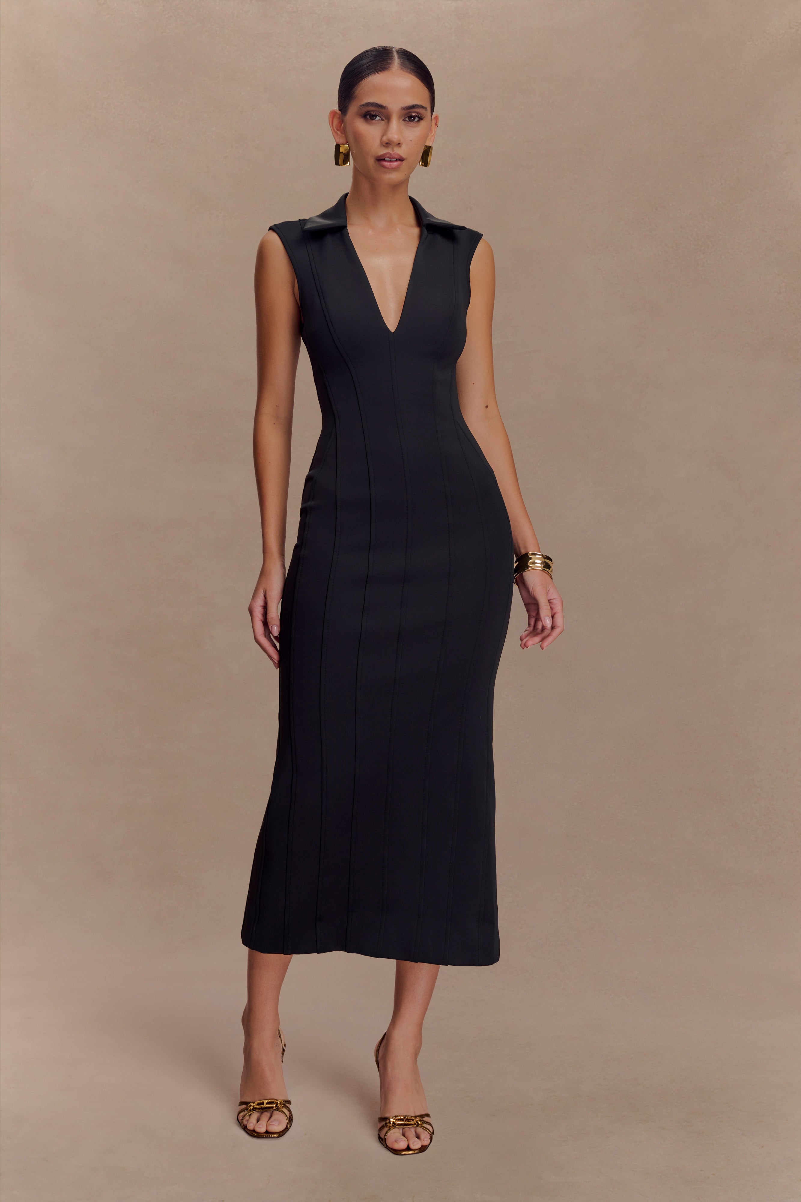 Keagan Sleeveless Midi Dress in Black – Chic&Drifts