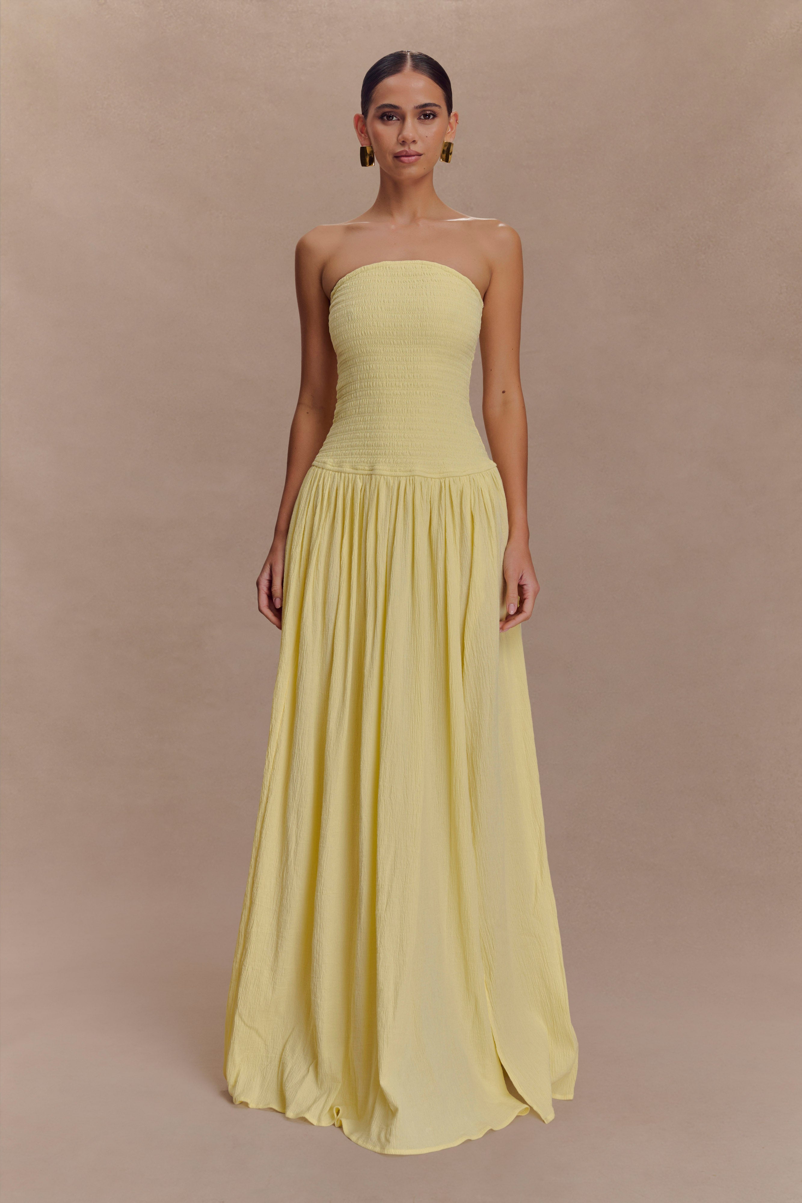 Maureen Cotton Shirring Maxi Dress