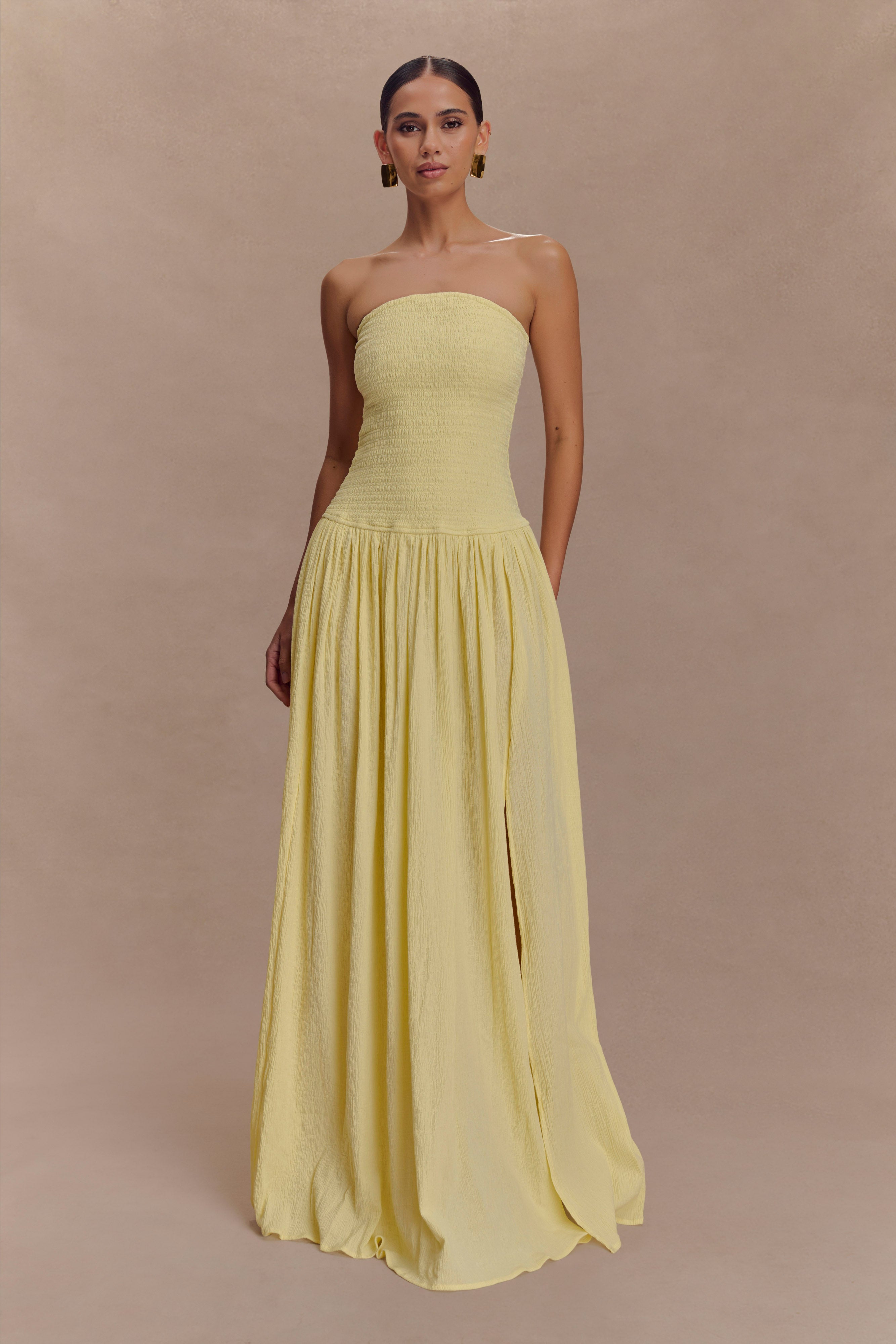 Maureen Cotton Shirring Maxi Dress