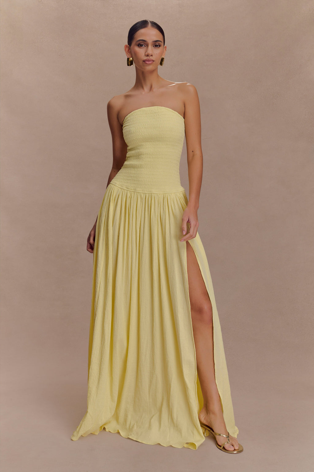 Maureen Cotton Shirring Maxi Dress