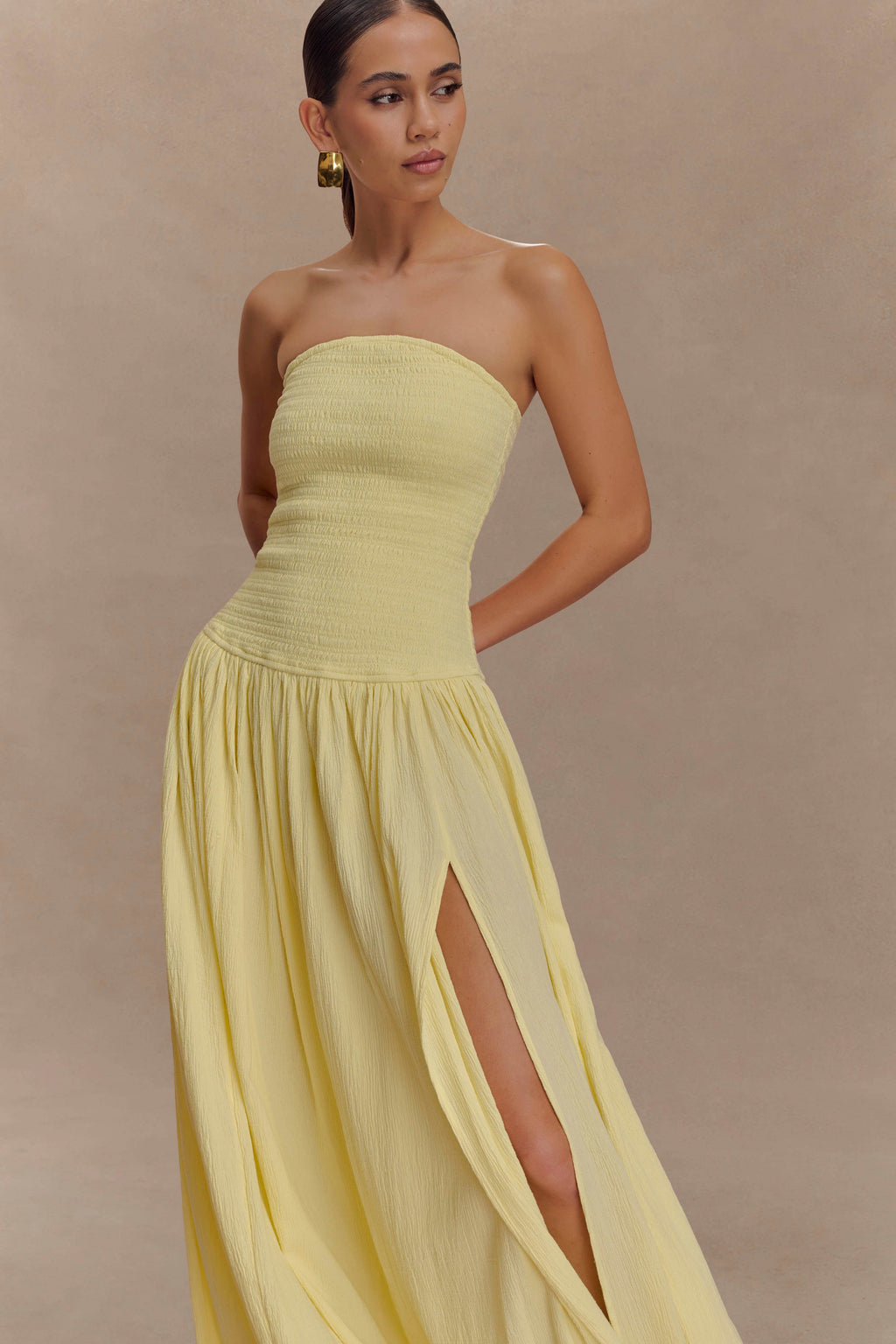 Maureen Cotton Shirring Maxi Dress