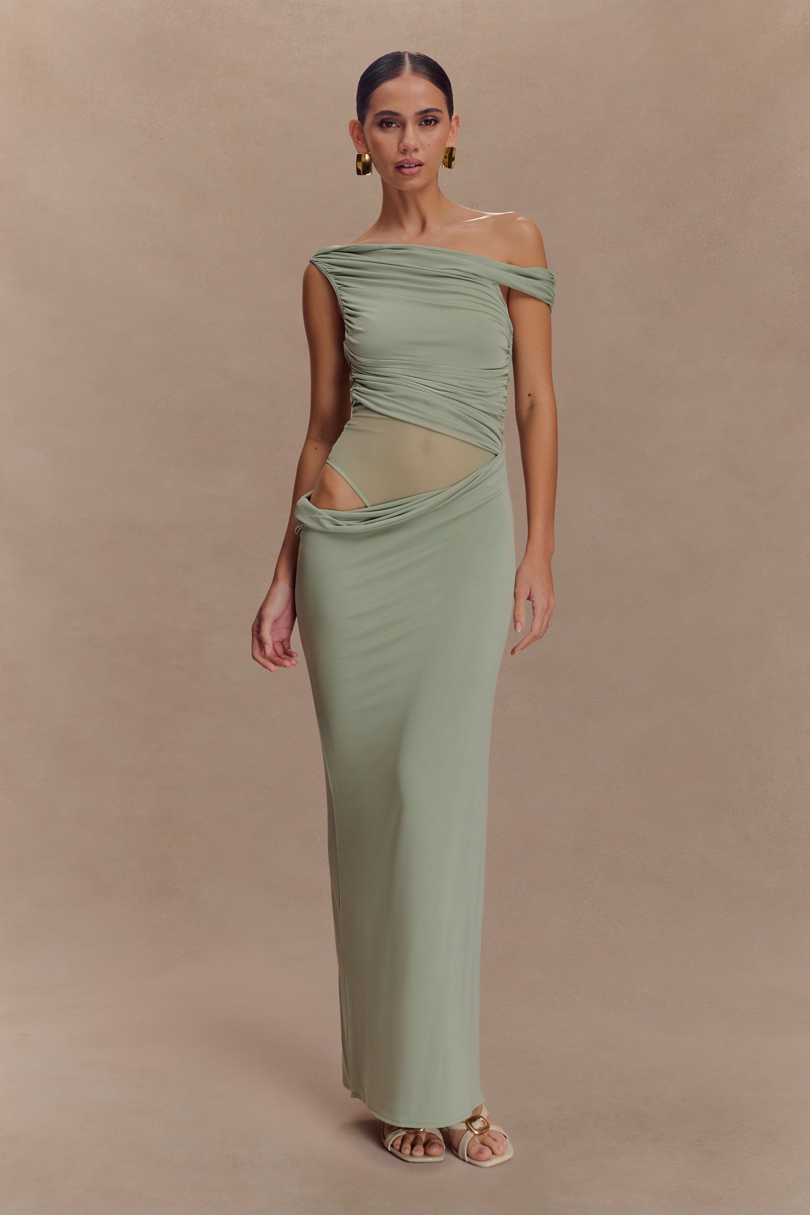 Callen One Shoulder Slinky Maxi Dress