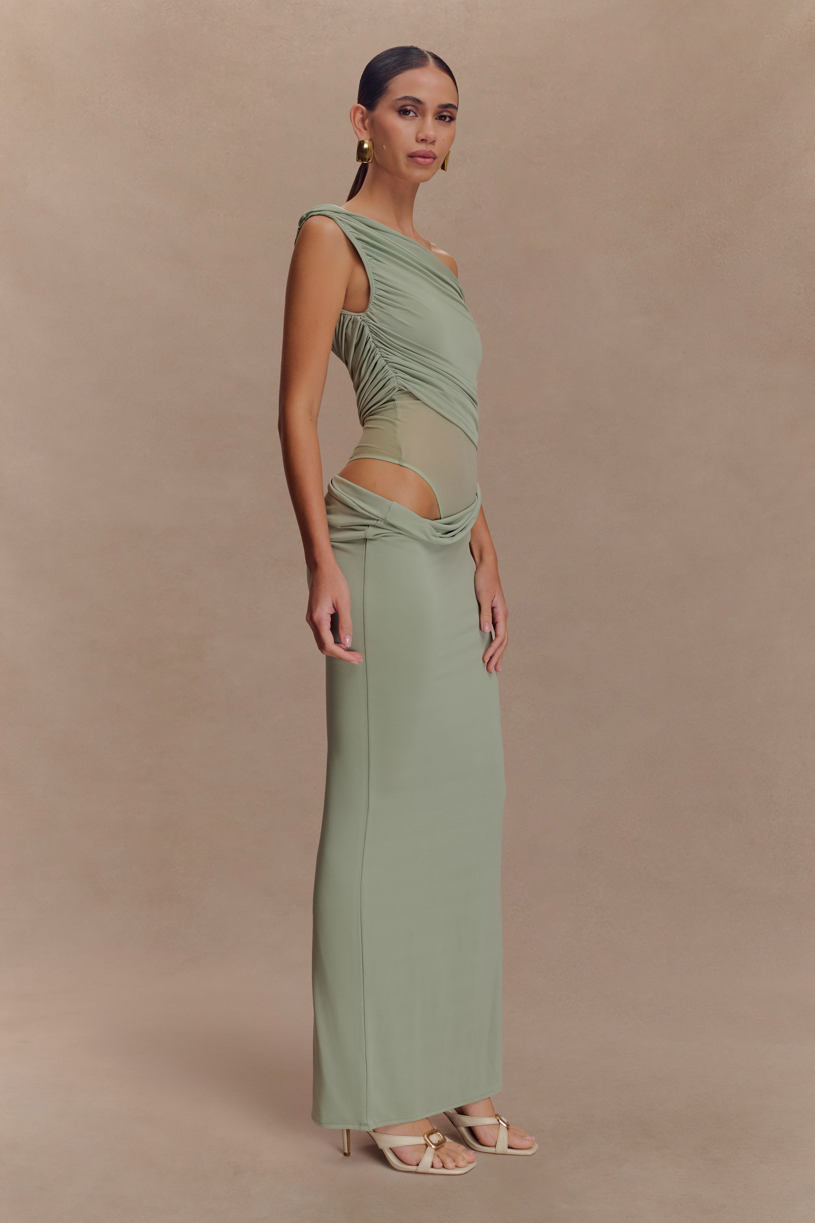 Callen One Shoulder Slinky Maxi Dress