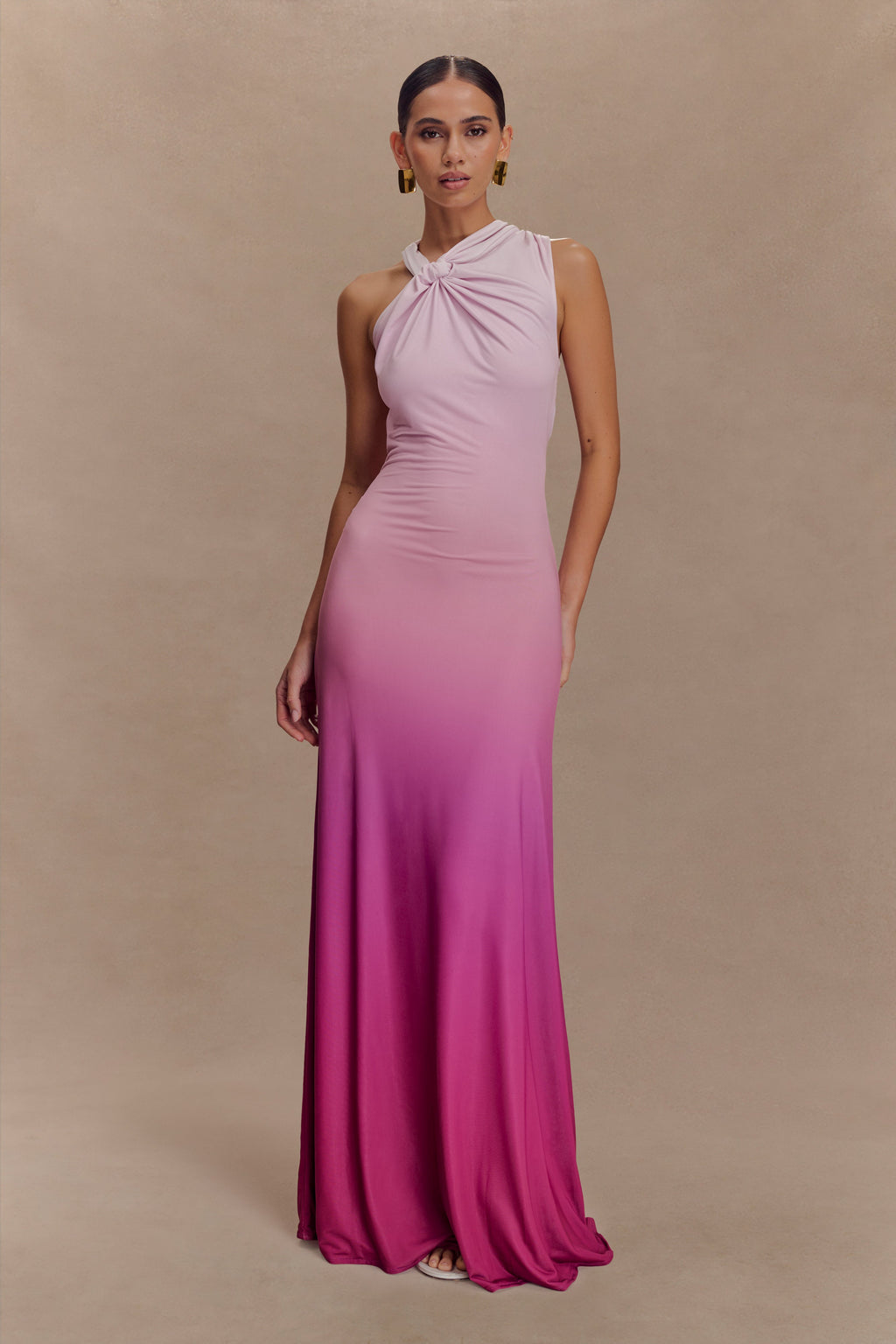 Marlee Asymmetrical Slinky Maxi Dress