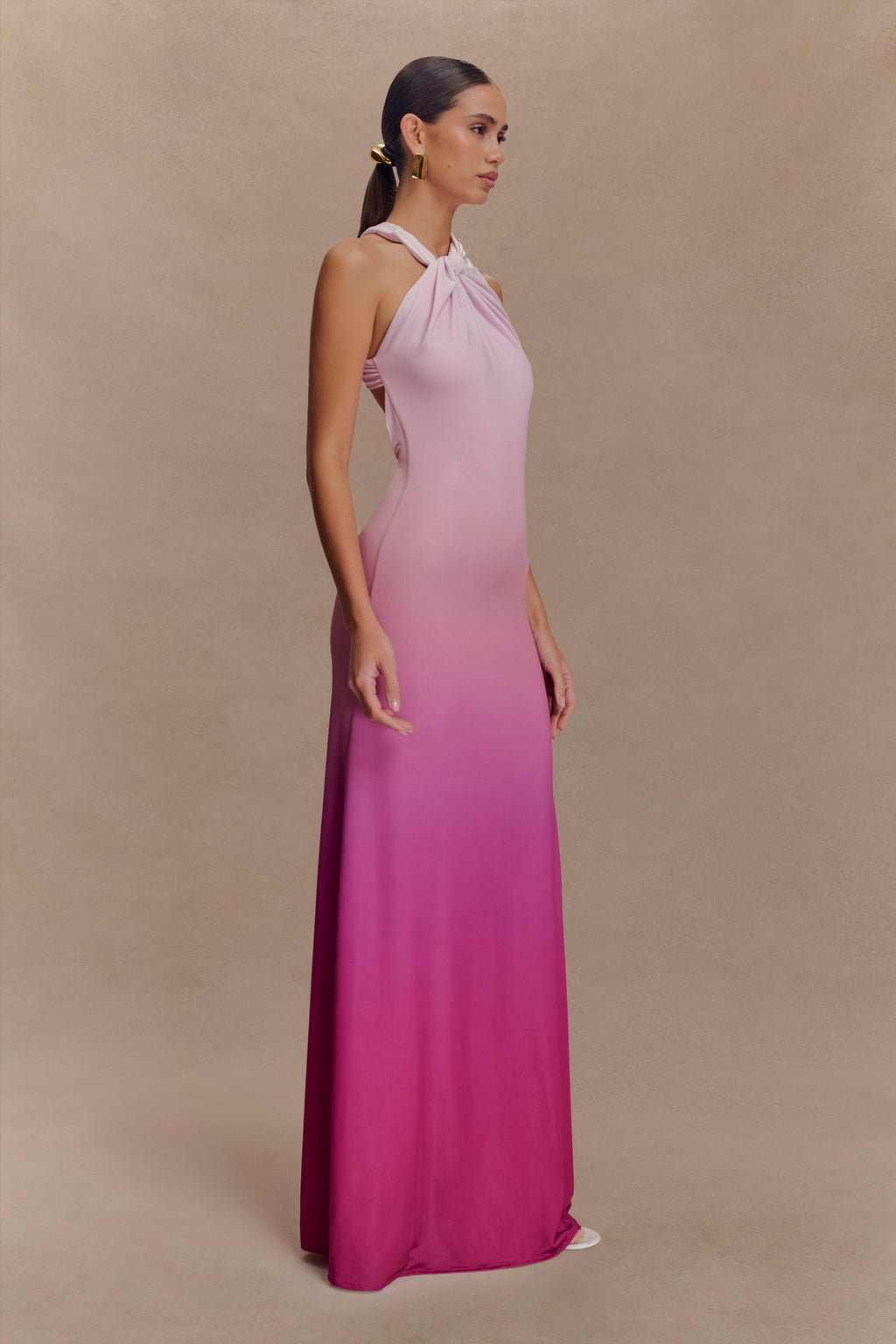 Marlee Asymmetrical Slinky Maxi Dress