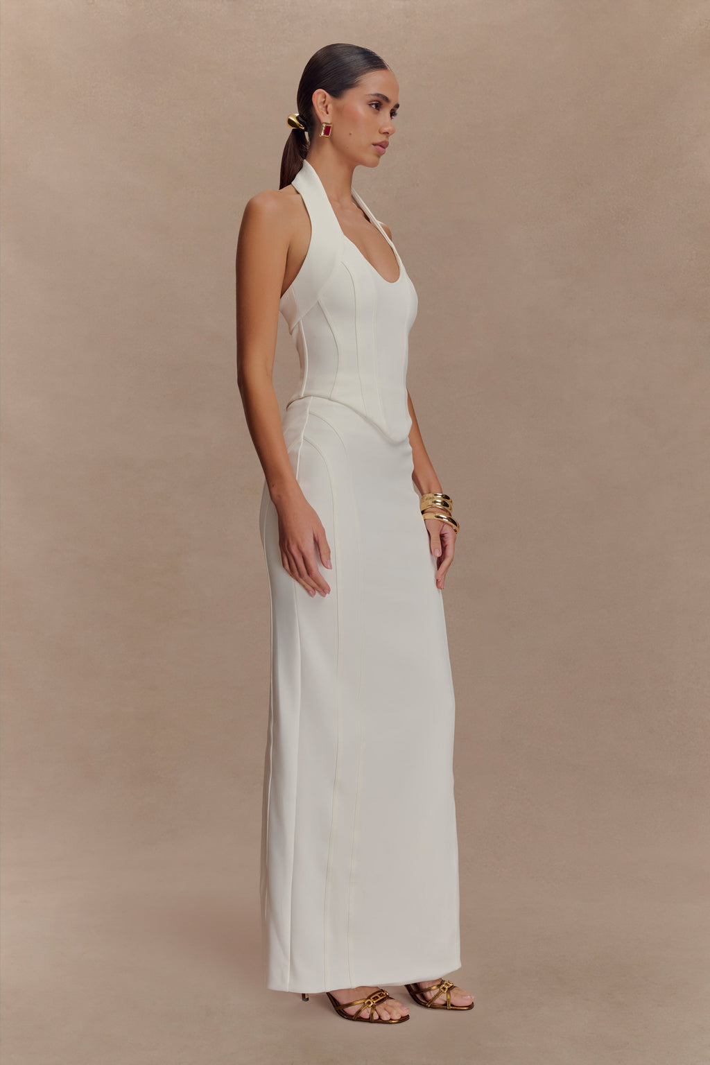 Alma High Waist Maxi Skirt - White