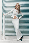 Alejandra Floral Long Sleeve Knit Top in White – Chic&Drifts