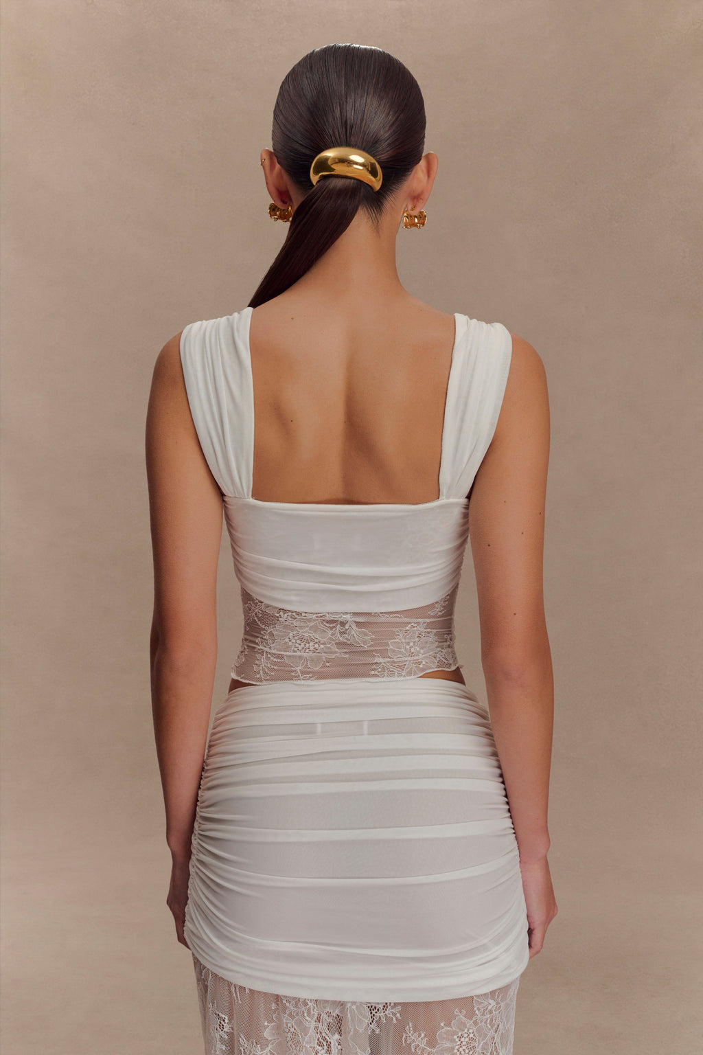 Guinevere Lace And Mesh Top in Ivory – Chic&Drifts