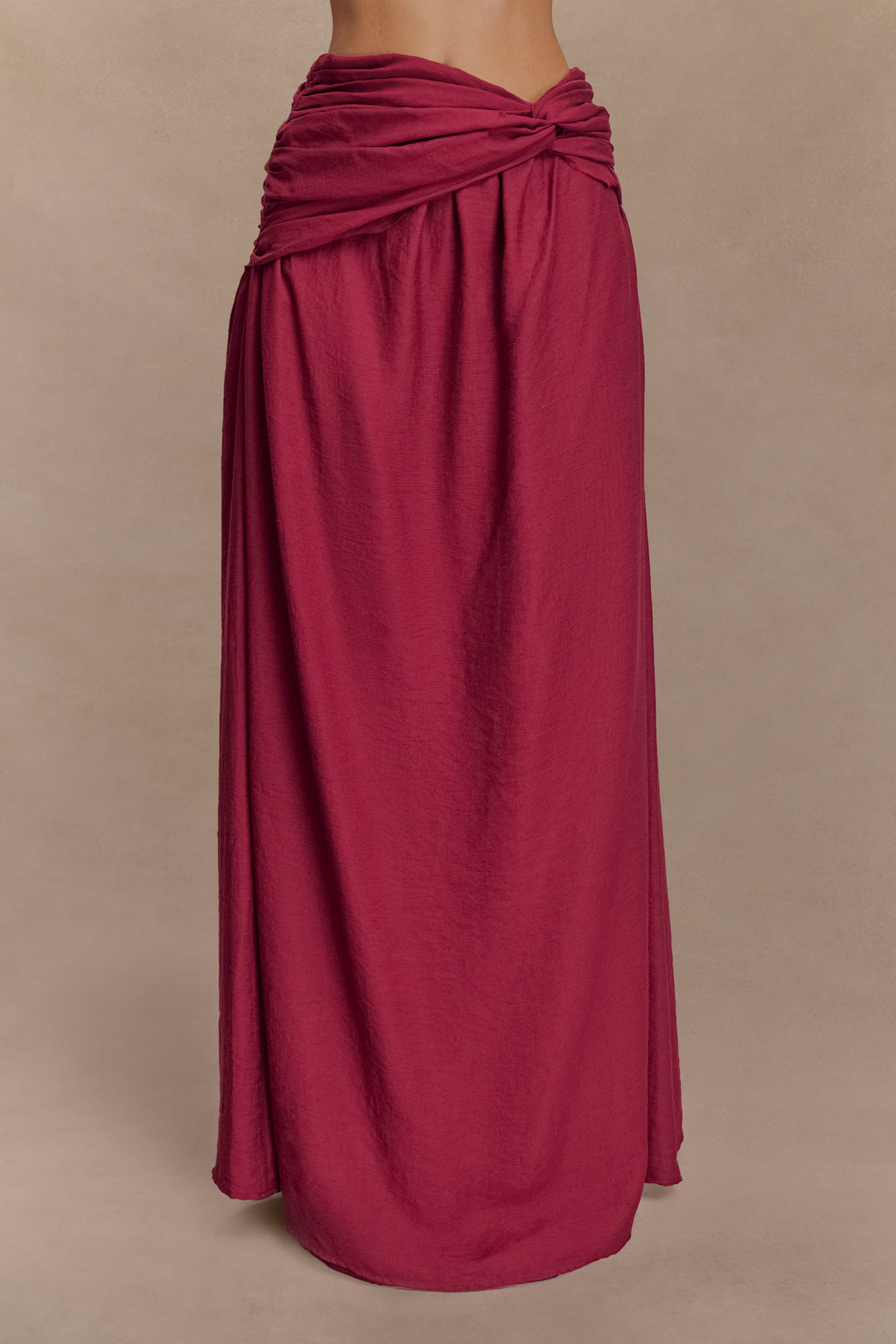 Scottie Gathered Linen Knot Maxi Skirt in Oat Marle – Chic&Drifts