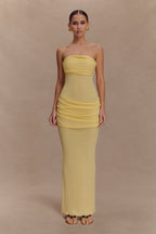 Elora Strapless Knit Maxi Dress in Lemon – Chic&Drifts