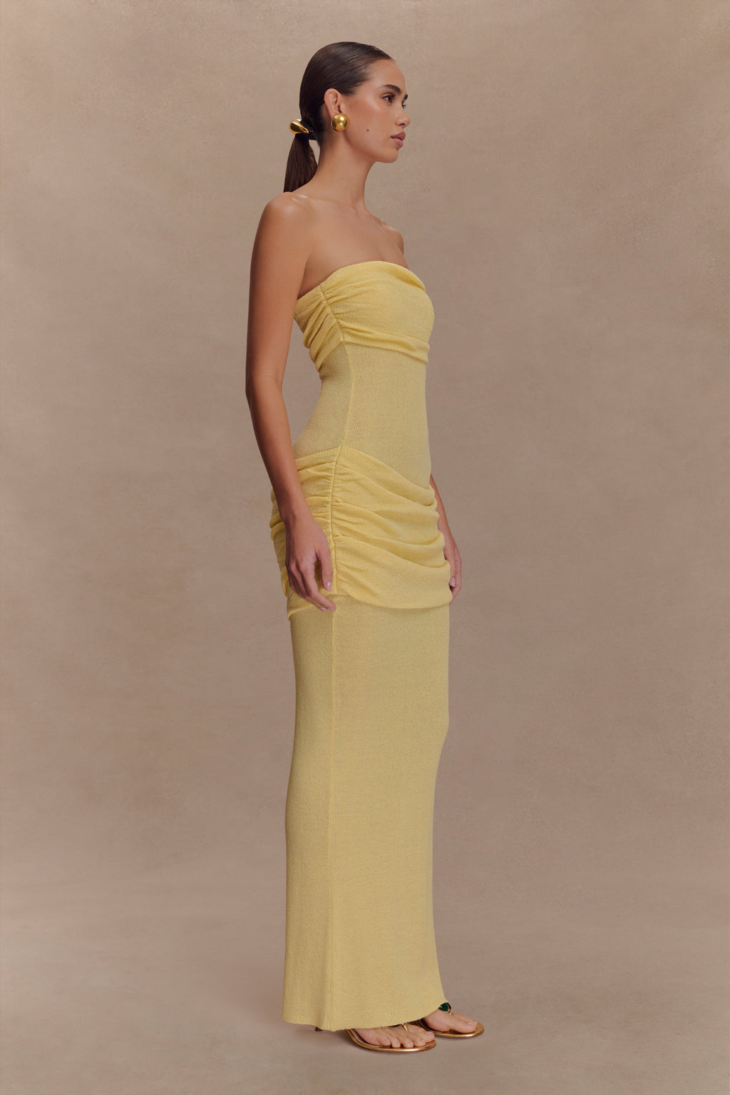 Elora Strapless Knit Maxi Dress in Lemon – Chic&Drifts