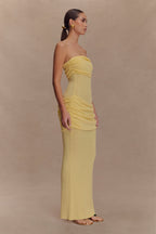 Elora Strapless Knit Maxi Dress in Lemon – Chic&Drifts