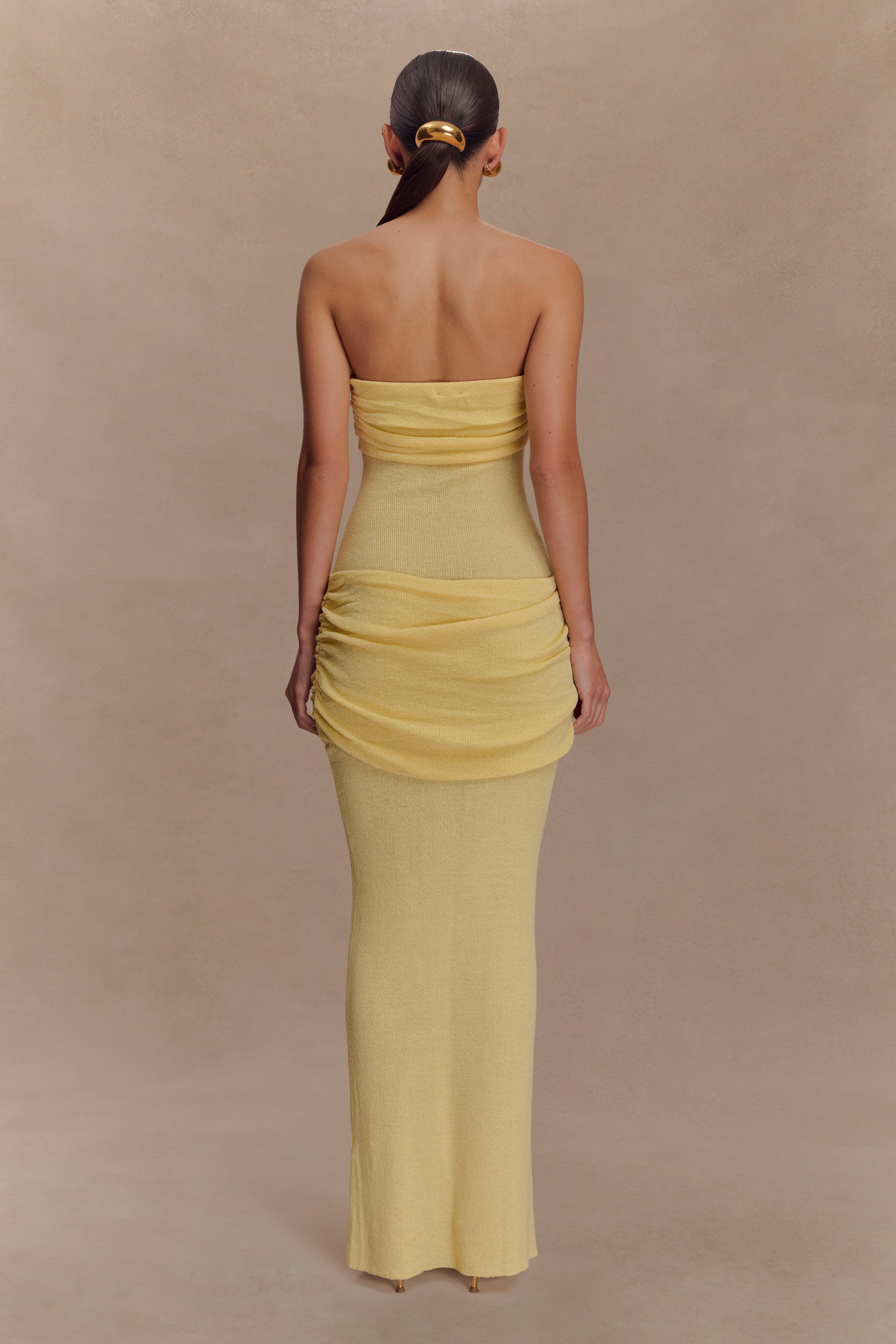 Elora Strapless Knit Maxi Dress in Lemon – Chic&Drifts