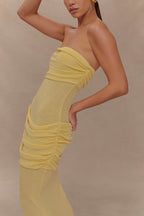Elora Strapless Knit Maxi Dress in Lemon – Chic&Drifts
