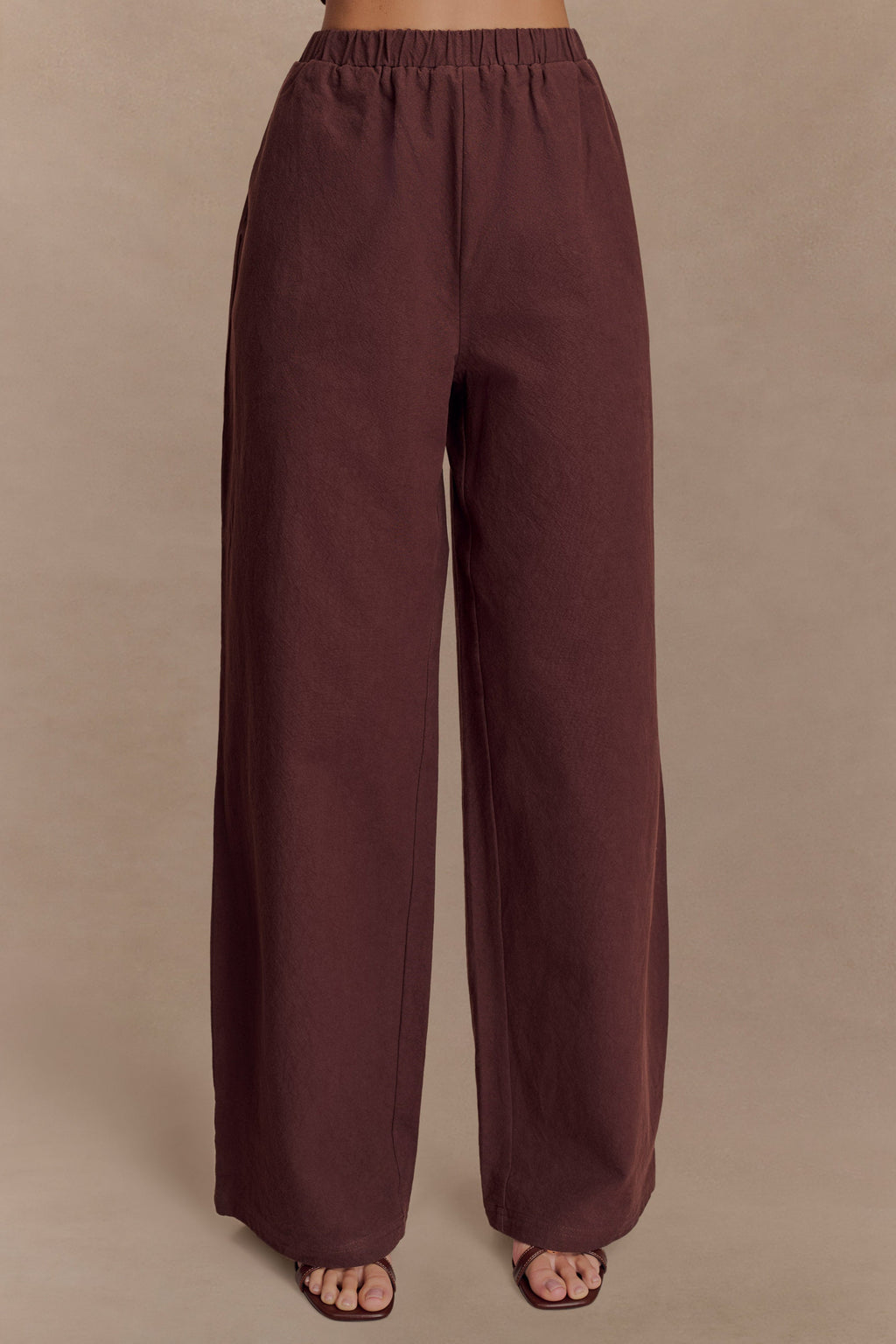 Janayia Cotton Wide Leg Trousers - Dark Espresso