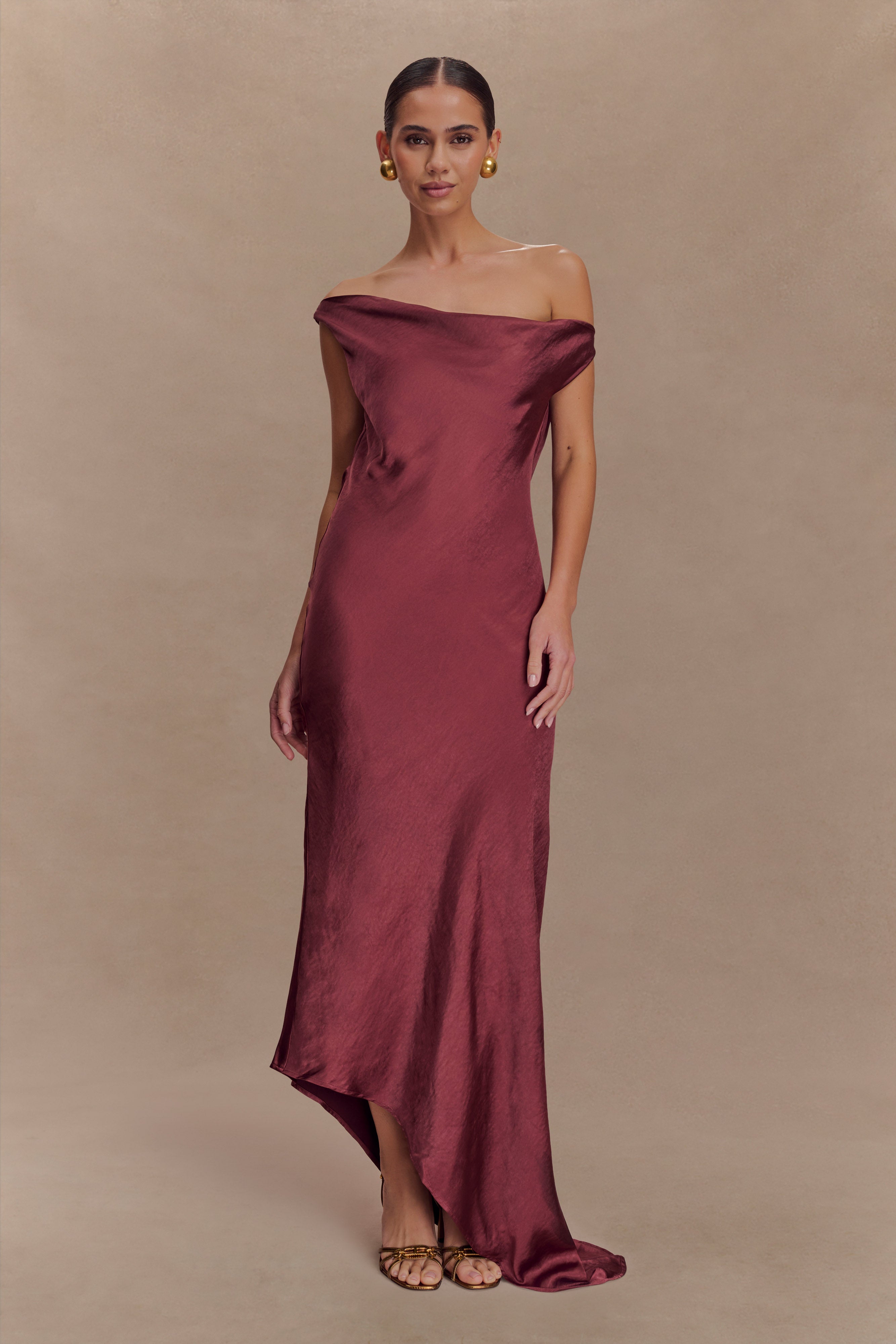 Yvette Slip Maxi Dress With Asymmetrical Hem
