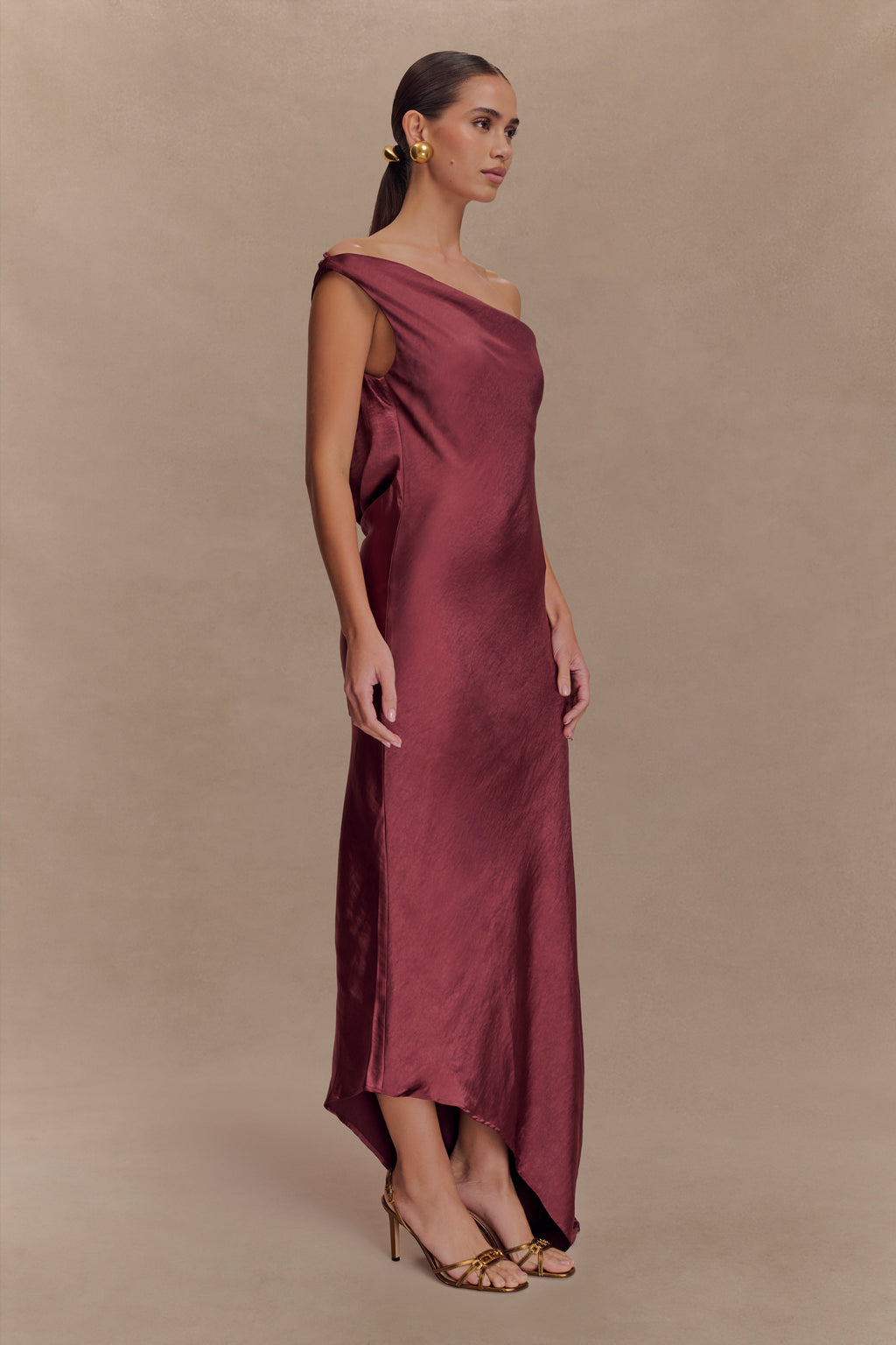Yvette Slip Maxi Dress With Asymmetrical Hem