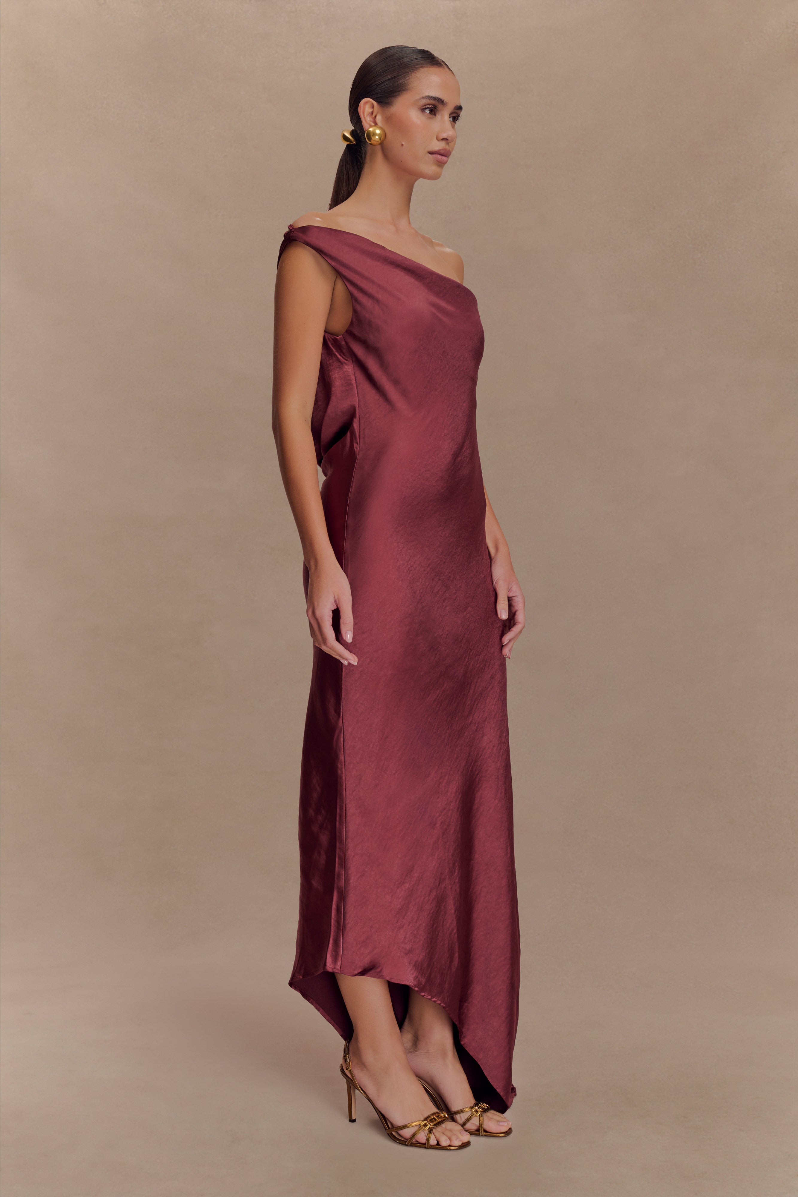 Yvette Slip Maxi Dress With Asymmetrical Hem