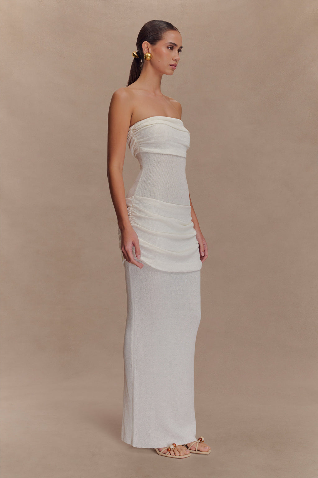 Elora Strapless Knit Maxi Dress in Ivory – Chic&Drifts